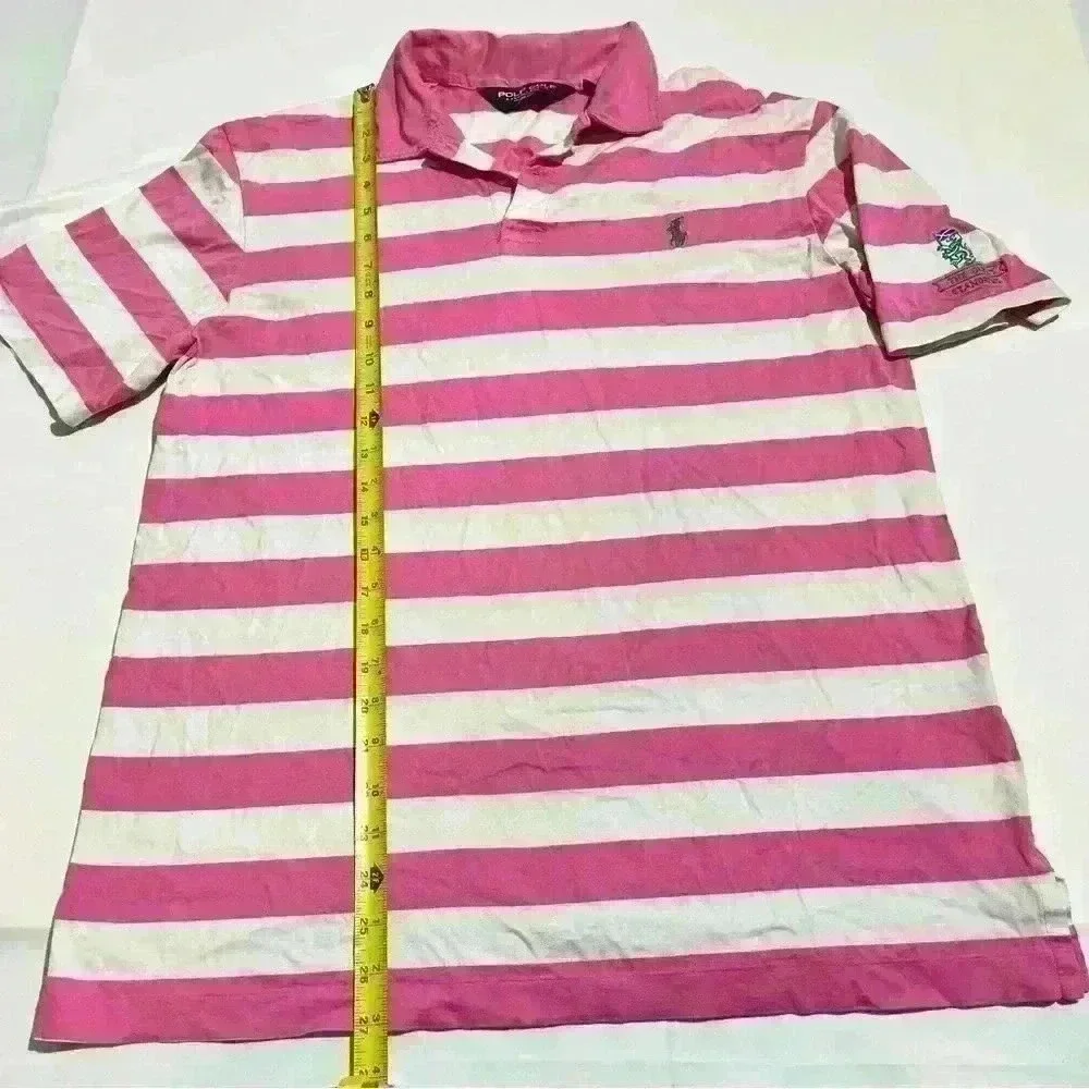 Vintage Polo Golf Ralph Lauren Mens Large Shirt Crest Striped Pima Cotton Rugby